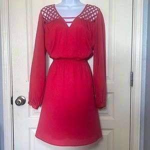 Gianni Bini. Pretty peach orange long sleeve dress. Size Large.